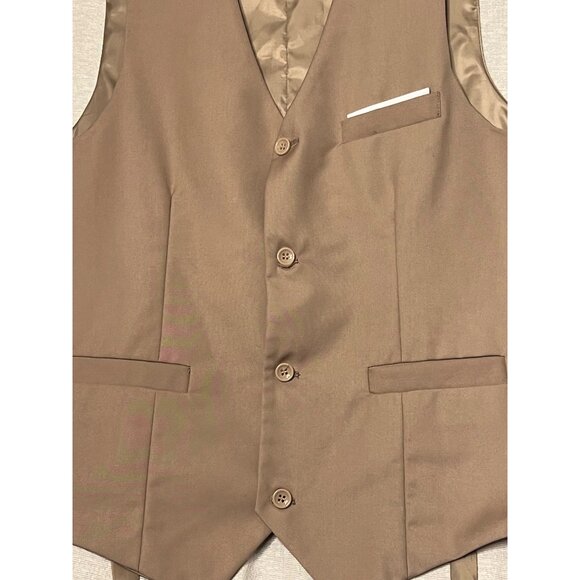 Wehilion Men's  Size M Champagne Formal Jacket Vest 4 Button Front - Picture 4 of 13
